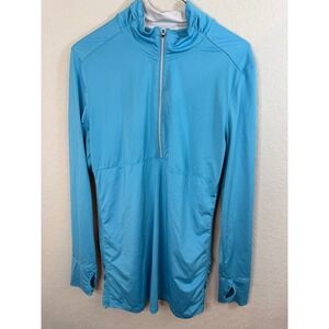 Athleta Blue Long Sleeve Half Zip‎ Thumbhole Athletic Top Size XL